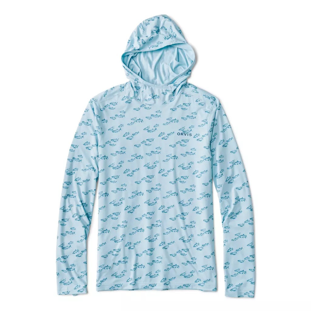Sun Defense Printed Hoodie- Blue Mist Tarpon
